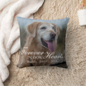 永遠に我々のハートでペット写真記念碑 クッション (ブランケット)