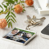 永遠に我々のハートでペット犬の写真の記念 キーホルダー (側面)