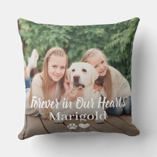 永遠に我々のハートでペット犬の写真記念 クッション (裏面)