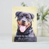 永遠に我々のハートでペット記念モダン写真 サンキューカード (スタンド正面)