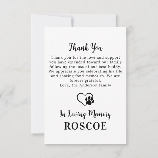 永遠に我々のハートでペット記念モダン写真 サンキューカード (裏面)