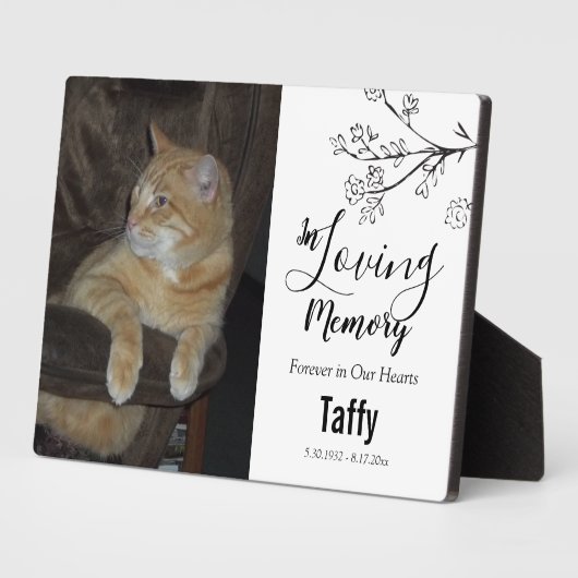 永遠に我々のハートでペット記念一つの写真 フォトプラーク (側面)