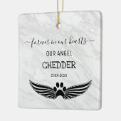 永遠に我々のハートでペット記念天使の翼 セラミックオーナメント (左)