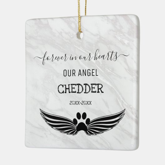 永遠に我々のハートでペット記念天使の翼 セラミックオーナメント (左)