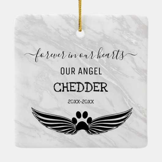 永遠に我々のハートでペット記念天使の翼 セラミックオーナメント (裏面)