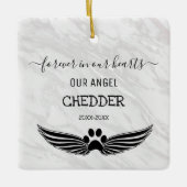 永遠に我々のハートでペット記念天使の翼 セラミックオーナメント (正面)