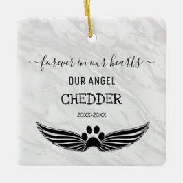 永遠に我々のハートでペット記念天使の翼 セラミックオーナメント