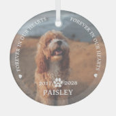 永遠に我々のハートでペット記念碑 ガラスオーナメント (正面)