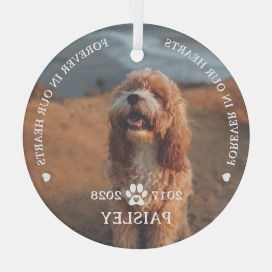 永遠に我々のハートでペット記念碑 ガラスオーナメント (裏面)