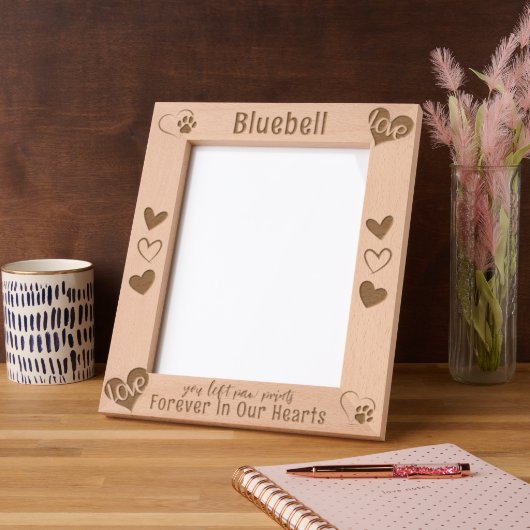 永遠に我々のハートでペット記念碑 レーザー彫刻フレーム (左)