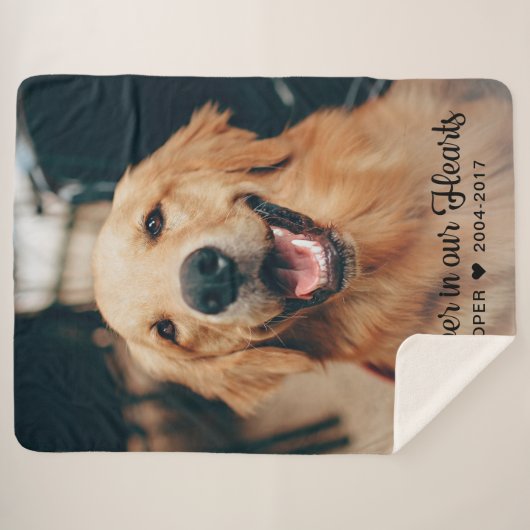 永遠に我々のハートでペット記念記念キープサケ写真 シェルパブランケット (正面(横))