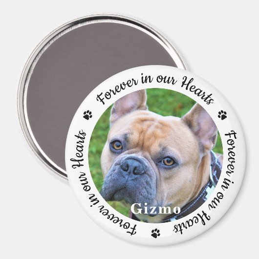 永遠に我々のハートで写真犬の記念碑 マグネット (正面/裏面)