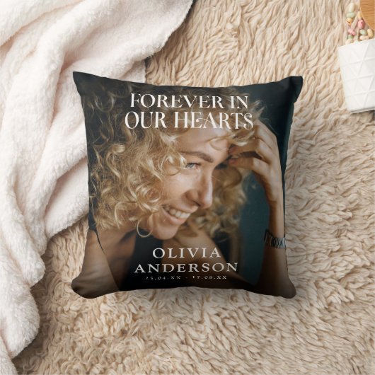 永遠に我々のハートで墓撮影メモリアル献上品 クッション (ブランケット)