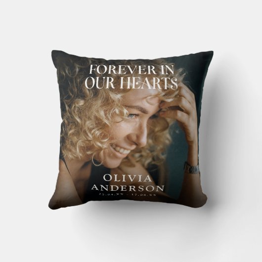 永遠に我々のハートで墓撮影メモリアル献上品 クッション (裏面)