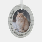 永遠に我々のハートで猫の写真ペット記念碑 ガラスオーナメント (正面右)