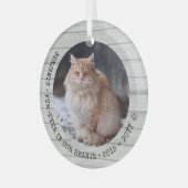 永遠に我々のハートで猫の写真ペット記念碑 ガラスオーナメント (正面左)