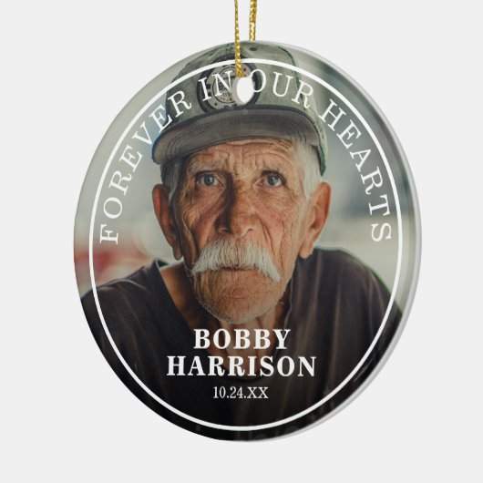 永遠に我々のハートで記念写真クリスマス セラミックオーナメント (左)