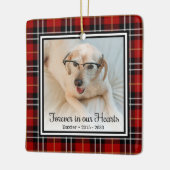 永遠に我々のハートの赤い格子犬記念碑 セラミックオーナメント (左)