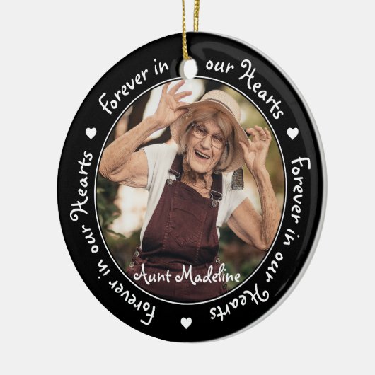 永遠に我々のハートの黒写真の記念碑 セラミックオーナメント (左)