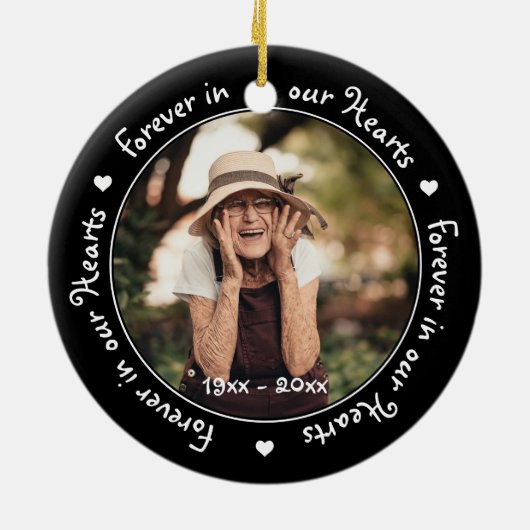 永遠に我々のハートの黒写真の記念碑 セラミックオーナメント (裏面)
