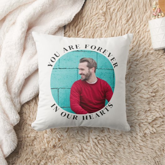永遠に我々のハートシンプルラウンド記念写真 クッション (ブランケット)