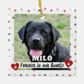 永遠に我々のハートドッグフォトペットロス記念品 セラミックオーナメント (正面)