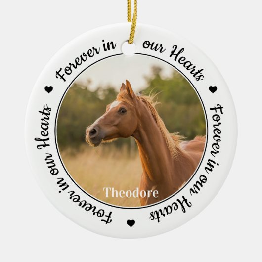 永遠に我々のハートペットロスのギフトホース記念 セラミックオーナメント (正面)