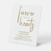 永遠に我々のハートモダン金ゴールド結婚の記念碑 台座サイン (正面)