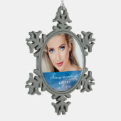 永遠に我々のハート写真の青空 スノーフレークピューターオーナメント (左)