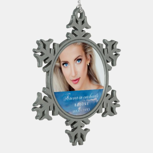 永遠に我々のハート写真の青空 スノーフレークピューターオーナメント (左)