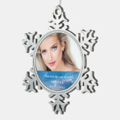 永遠に我々のハート写真の青空 スノーフレークピューターオーナメント (右)