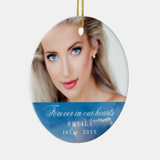 永遠に我々のハート写真の青空 セラミックオーナメント (右)