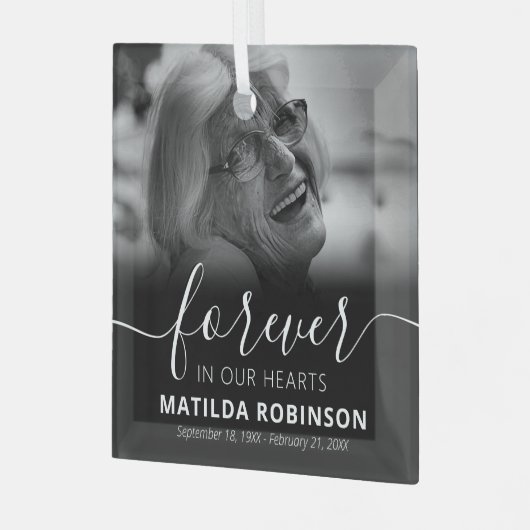 永遠に我々のハート記念写真ガラス飾り ガラスオーナメント (正面左)