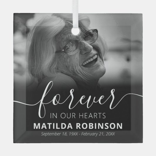 永遠に我々のハート記念写真ガラス飾り ガラスオーナメント (正面)