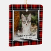 永遠に我々のハート赤い格子猫の記念碑 セラミックオーナメント (右)