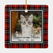 永遠に我々のハート赤い格子猫の記念碑 セラミックオーナメント (裏面)