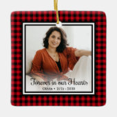 永遠に我々のハート赤バッファロープレイド セラミックオーナメント (正面)