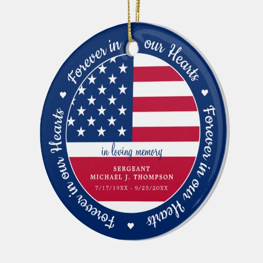 永遠に我々のハート退役軍人アメリカ国旗のメモリアル セラミックオーナメント (左)