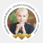 永遠に我々のハート金ゴールド記念葬祭写真 ラウンドシール (正面)