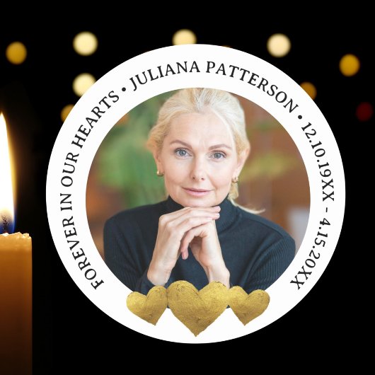 永遠に我々のハート金ゴールド記念葬祭写真 ラウンドシール