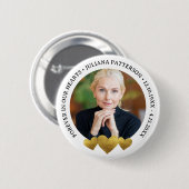 永遠に我々のハート金ゴールド記念葬祭写真 缶バッジ (正面&裏面)