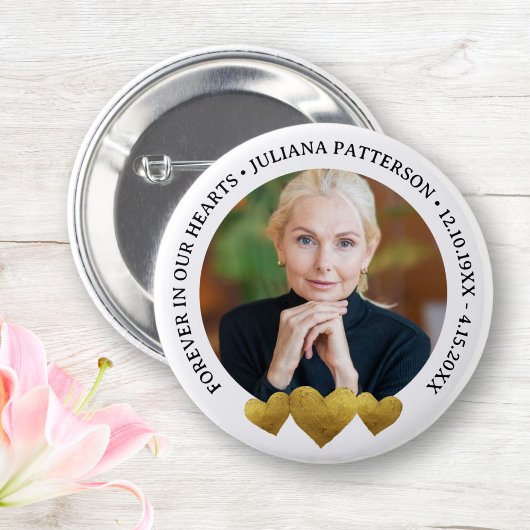 永遠に我々のハート金ゴールド記念葬祭写真 缶バッジ