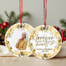 永遠に我々のハート金箔フォトメモリアル セラミックオーナメント