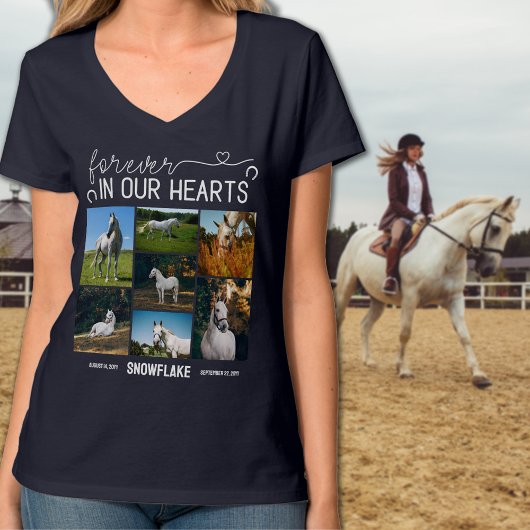 永遠に我々のハート馬の記念写真コラージュ Tシャツ