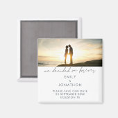 永遠に決まったミニマル写真日付を保存 マグネット (正面/裏面)