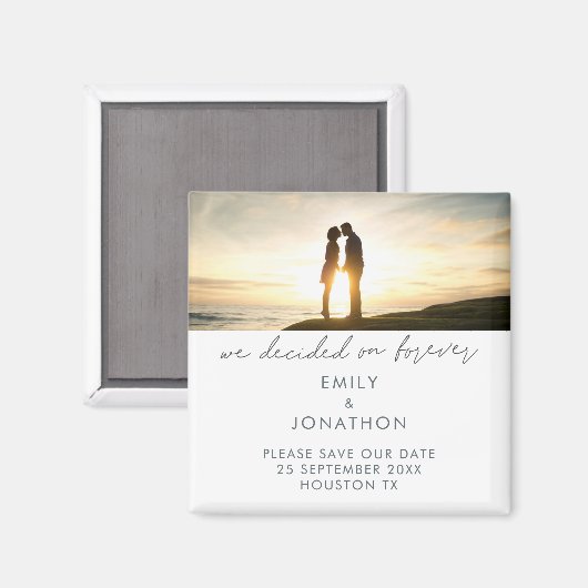 永遠に決まったミニマル写真日付を保存 マグネット (正面/裏面)