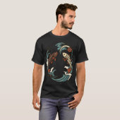 永遠に流れる愛らしい鯉のデザイン Tシャツ (正面フル)