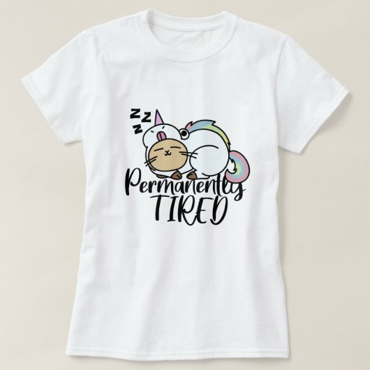 永遠に疲れてかわいい猫 Tシャツ (デザイン正面)