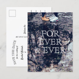 永遠に白い文字結婚式のために日付を保存 案内ポストカード