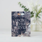 永遠に白い文字結婚式のために日付を保存 案内ポストカード (スタンド正面)